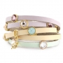 Mooie armbanden met Swarovski SS34 flat back & 5 mm plat DQ leer