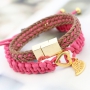 Fashion armbanden van waxkoord met onderdelen van DQ metaal