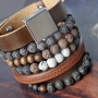 Mannen sieraden in een set met lava kralen, houten kralen, acrylkralen, Cuoio en Divino!