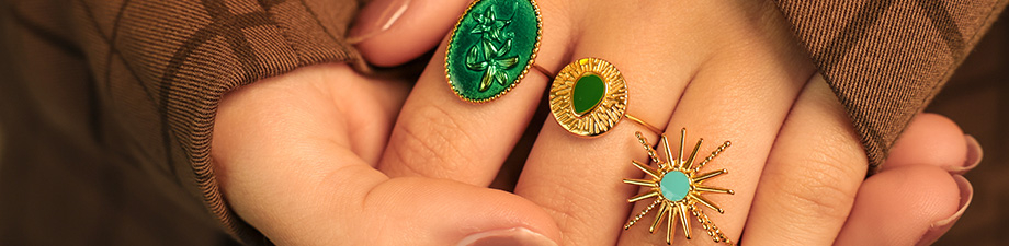 Schitterende roestvrij stalen ringen met enamel Schitterende roestvrij stalen ringen met enamel
